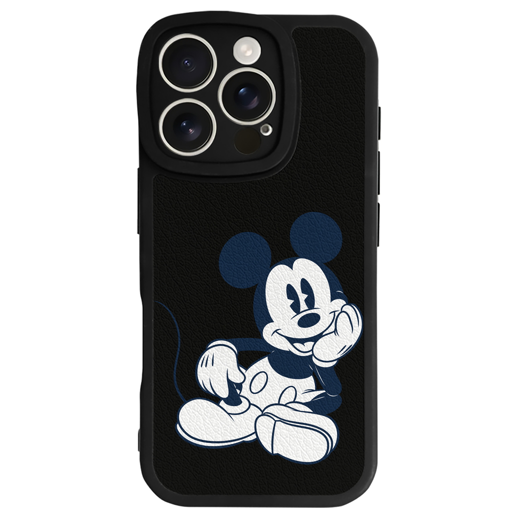 （画像用） ミッキーマウス Mickey Mouse 【iPhone 16シリーズ対応】シリコンスマホケース（レザー調） 材質：シリコン